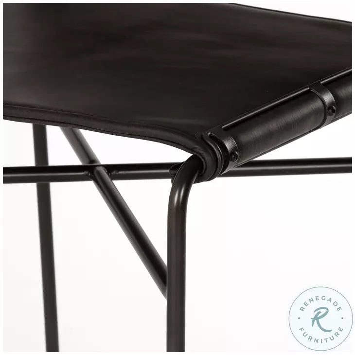 Four Hands Wharton Bar Stool - Distressed Black