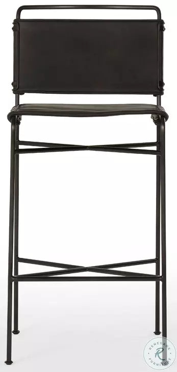 Four Hands Wharton Bar Stool - Distressed Black