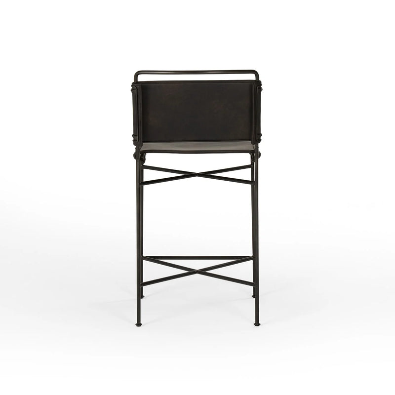 Four Hands Wharton Counter Stool in Distressed Black