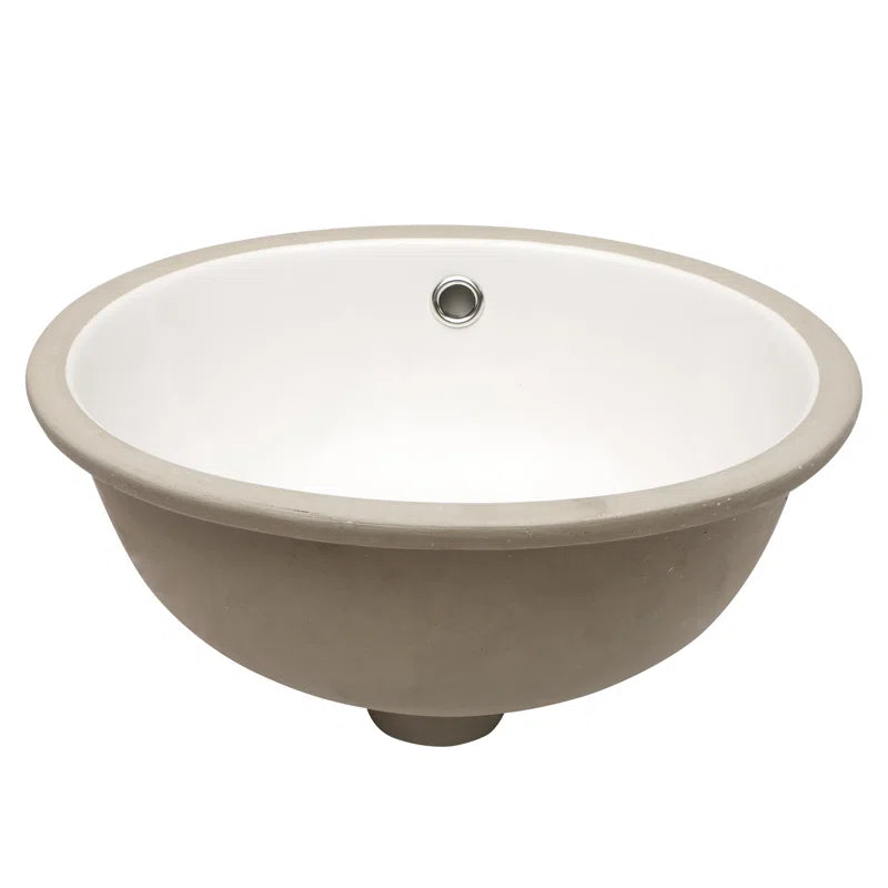 16" x 13" Oval White Ceramic Bathroom Sink White Under Counter Sink