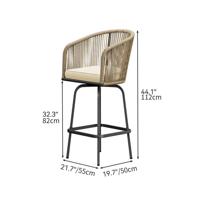 Dextrus 2-Piece Woven Swivel Bar Stools Set of 2