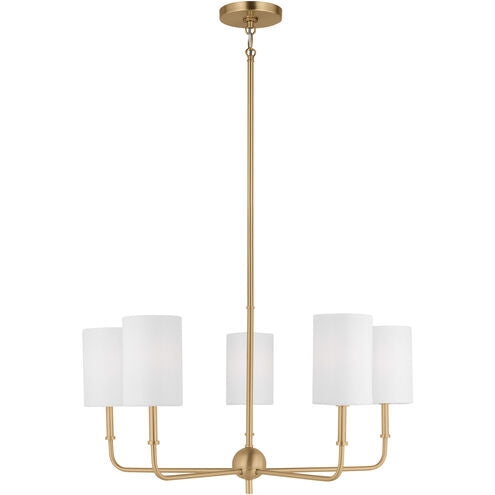 Visual Comfort Studio Foxdale 5 Light Satin Brass Chandelier Ceiling Light