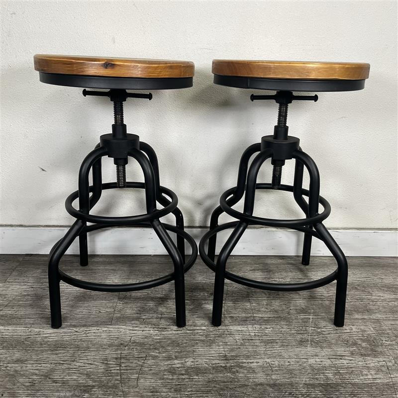 Rustic Swivel Bar Stool Industrial Pipe Kitchen Counter Height Chair Set of 2