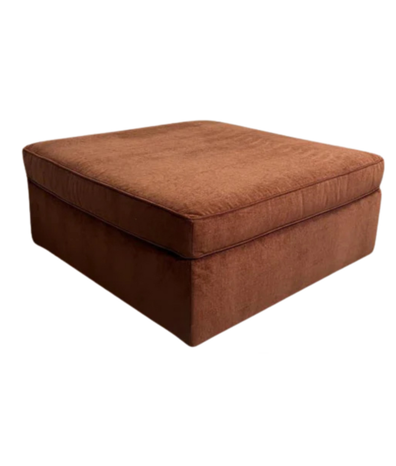 WE Harris Ottoman - Burnt Umber, Distressed Velvet