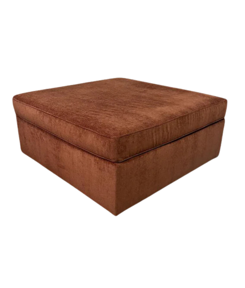 WE Harris Ottoman - Burnt Umber, Distressed Velvet