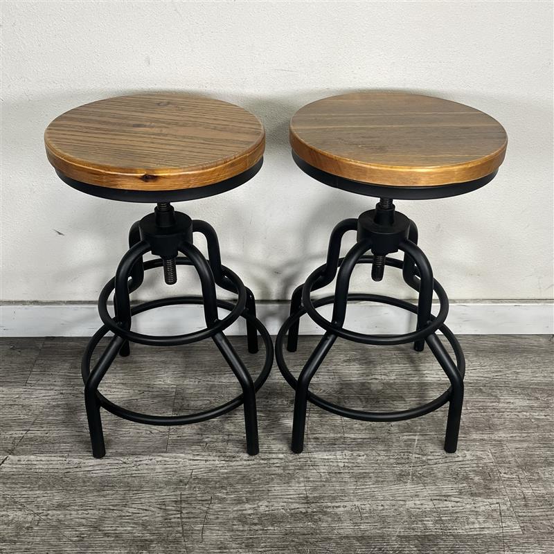 Rustic Swivel Bar Stool Industrial Pipe Kitchen Counter Height Chair Set of 2