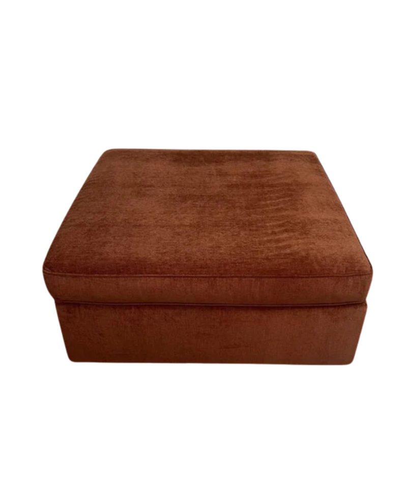 WE Harris Ottoman - Burnt Umber, Distressed Velvet