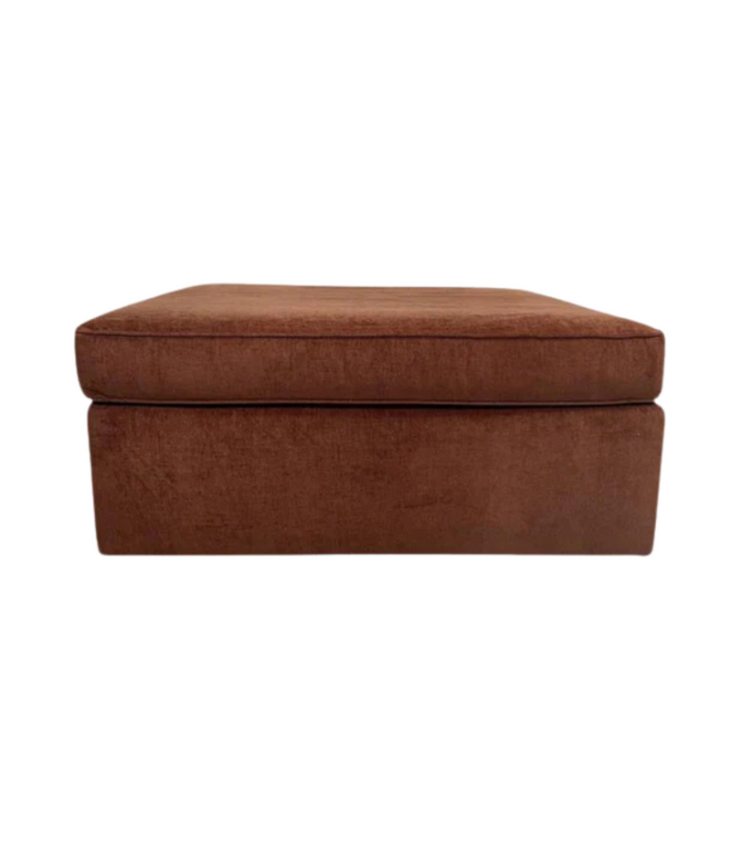 WE Harris Ottoman - Burnt Umber, Distressed Velvet