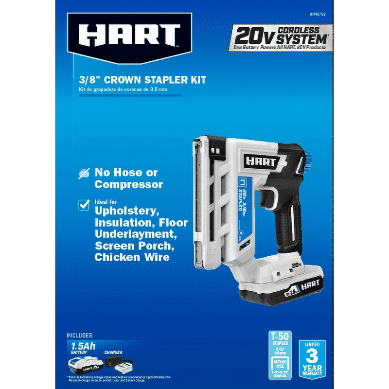 HART 20-Volt 3/8 Inch Crown Staple Gun Kit  20-Volt