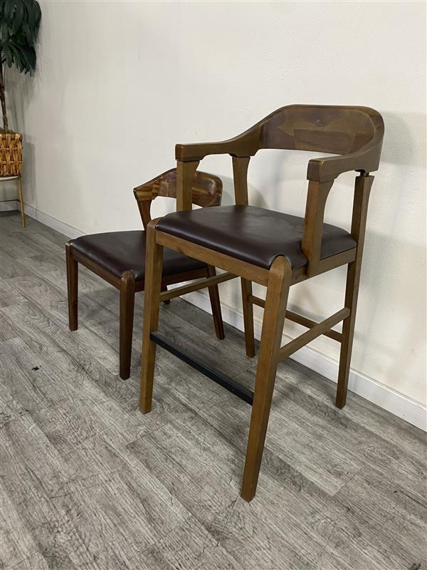 Elevated Comfort Chair Duo: Tall Bar Chair & Standard Dining Chair