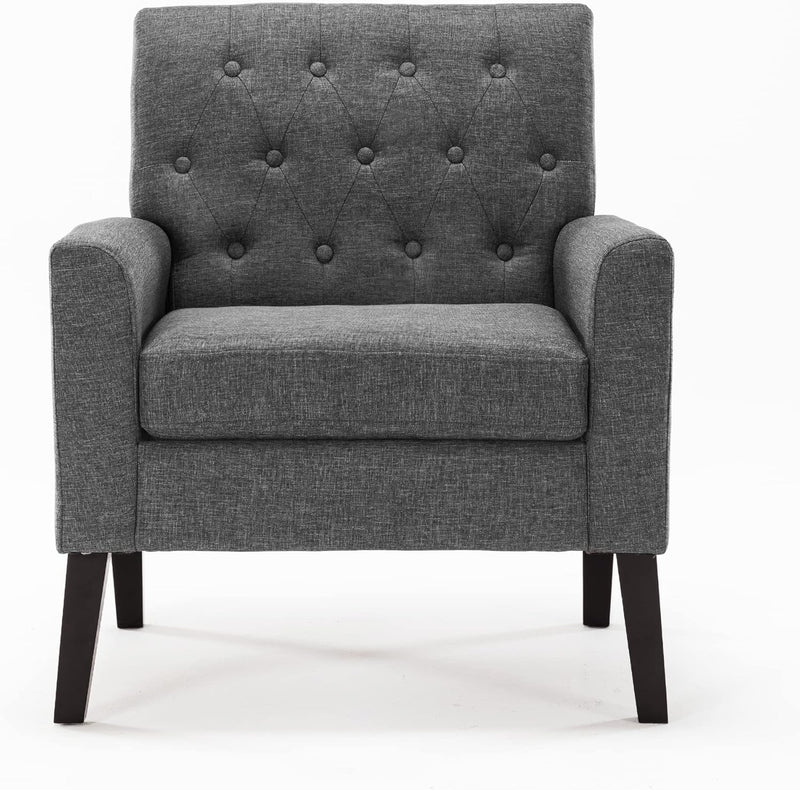 Modern Gray Linen Accent Chair