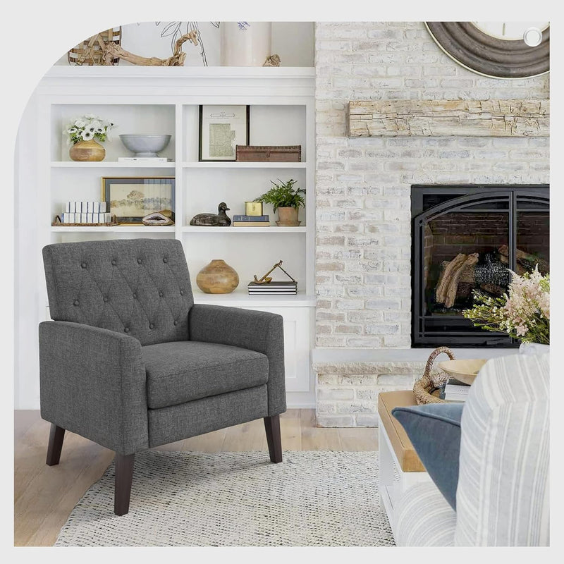 Modern Gray Linen Accent Chair