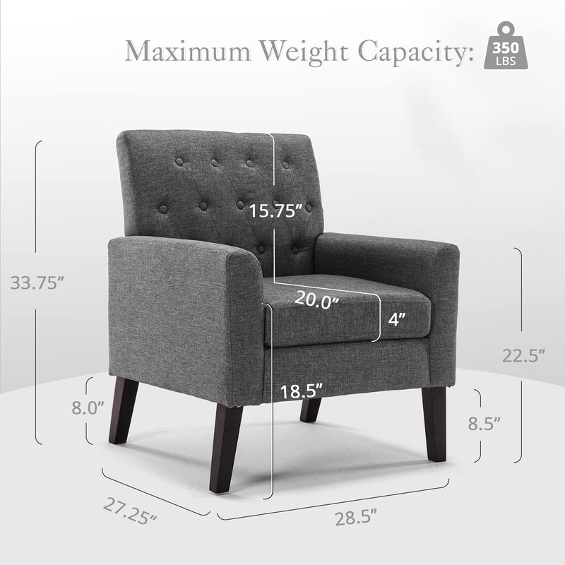 Modern Gray Linen Accent Chair