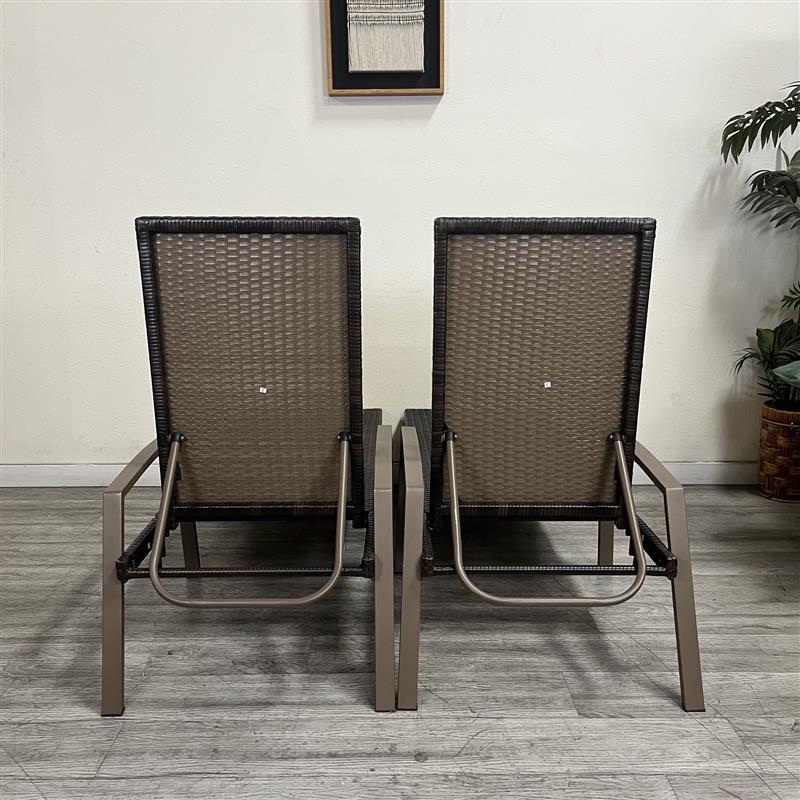 Rattan Chaise Recliner Patio Lounge Chair Set