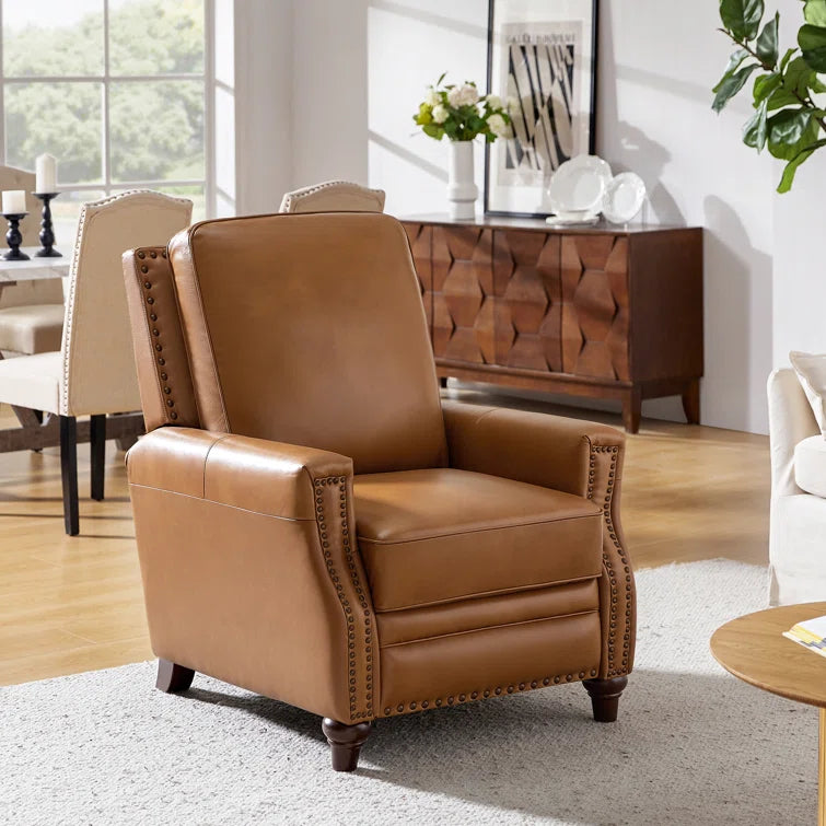 Andrena Genuine Leather Recliner with Nailhead Trim