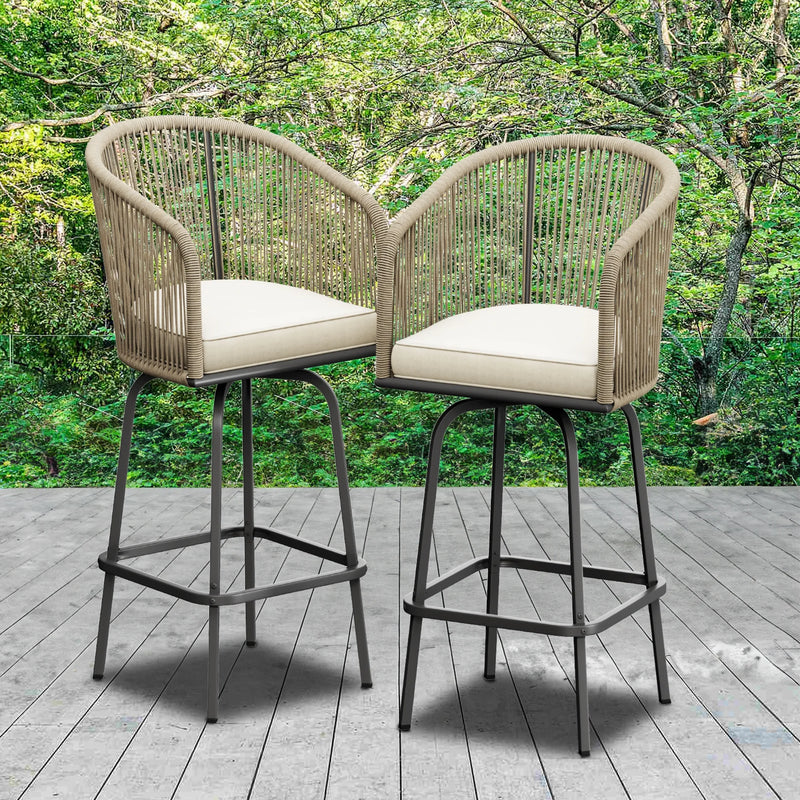 Dextrus 2-Piece Woven Swivel Bar Stools Set of 2