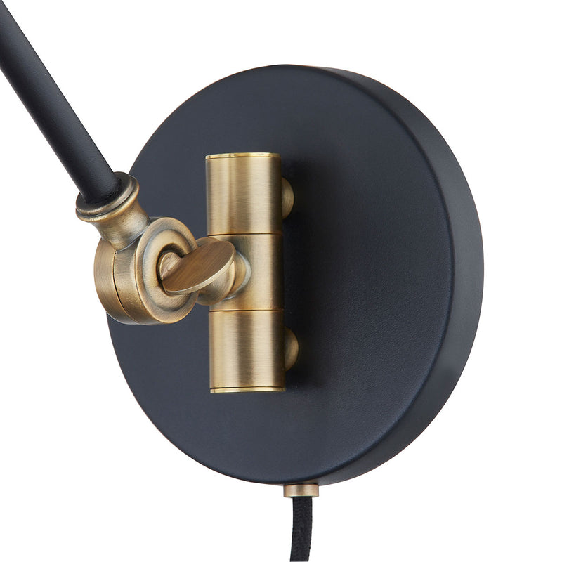 Troy Lighting Navin Patina Brass/Textured Black Plug-in Swivel Sconce Wall Light