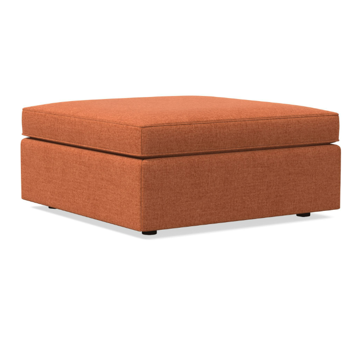 WE Harris Ottoman - Burnt Umber, Distressed Velvet