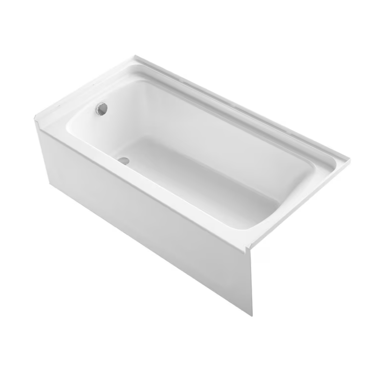 Sterling 30.5-in x 60-in White Fiberglass/Plastic Composite Alcove Soaking Bathtub (Left Drain)