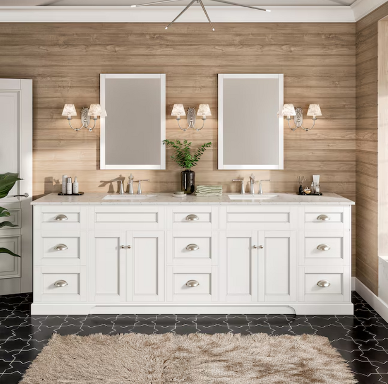 Eviva Epic 96-in White Undermount Double Sink Bathroom Vanity