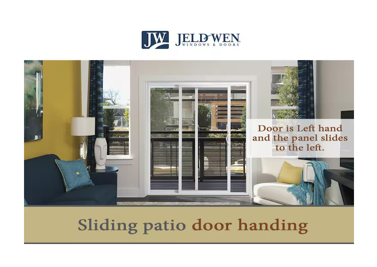 JELD-WEN 72-in x 80-in White Vinyl Sliding Universal Double Patio Door