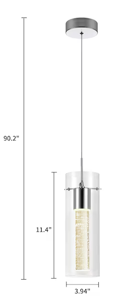 Cedar Hill Pendant Lighting Nickel Modern/Contemporary Clear Glass Cylinder LED Medium Hanging Pendant Light