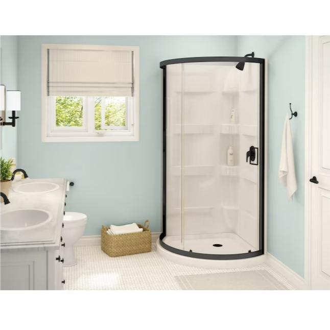 MAAX Guilford 3-Piece 38"W x 38"L x 76"H Round Corner Shower Kit (Center Drain) with Base