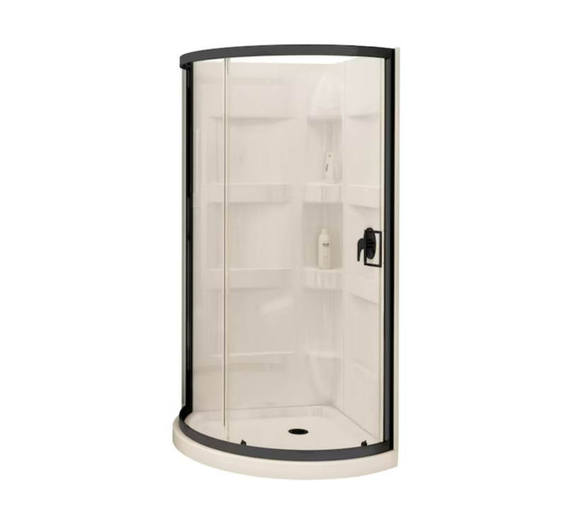 MAAX Guilford 3-Piece 38"W x 38"L x 76"H Round Corner Shower Kit (Center Drain) with Base