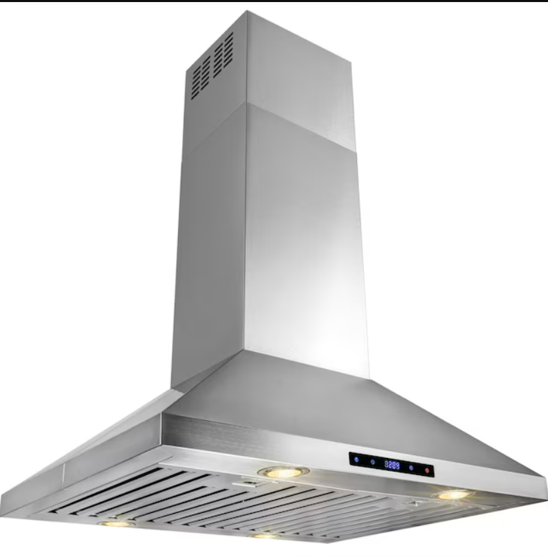 AKDY Island Range Hoods 30-in Convertible 343-CFM Stainless Steel Island Range Hood