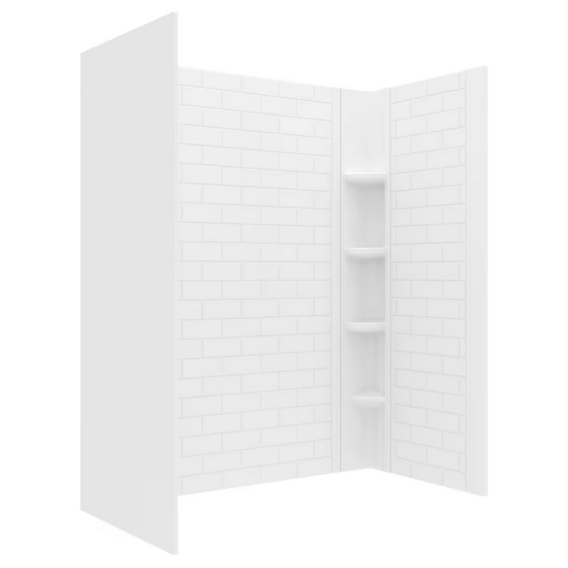 American Standard Elevate 30-in L x 60-in W x 60-in H Arctic White 3-Piece Direct To Stud/Glue Up Hybrid Bathtub Wall Panel Kit