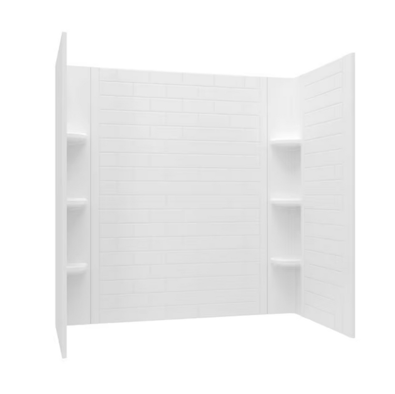 American Standard Elevate 30-in L x 60-in W x 60-in H Arctic White 3-Piece Direct To Stud/Glue Up Hybrid Bathtub Wall Panel Kit