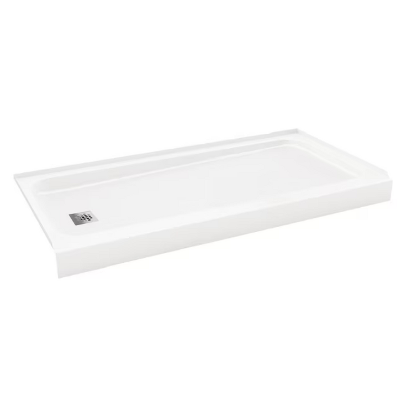 MAAX Pro 32-in W x 60-in L White Single Threshold Rectangle Shower Pan Base with 4-in H Threshold (Left Drain)