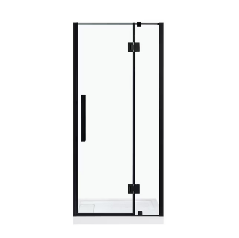 OVE Decors Niko Matte Black 34-in to 36-in W x 73.9-in H Frameless Hinged Soft Close Shower Door