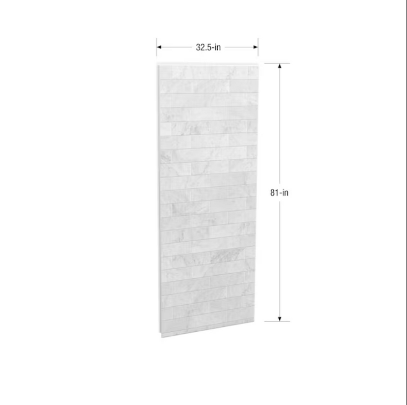 MAAX Utile Marble Carrara Direct To Stud Alcove Shower Side Wall Panel (ONLY)