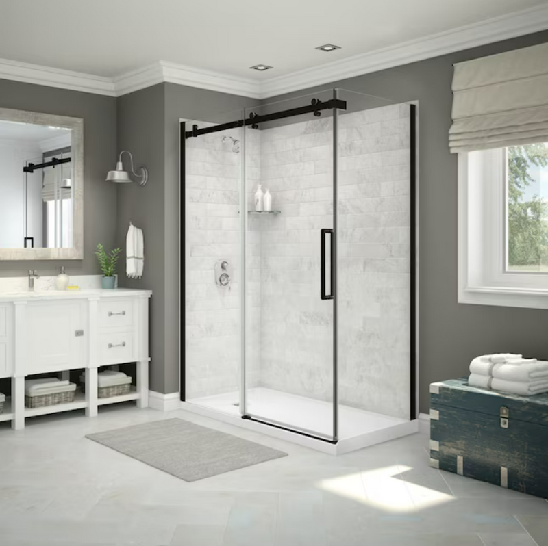 MAAX Utile Marble Carrara Direct To Stud Alcove Shower Side Wall Panel (ONLY)