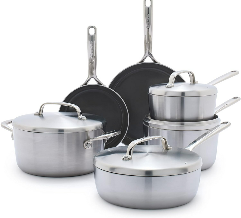 GreenPan GP5 Ceramic Non-Stick Stainless Steel 10-piece Cookware Set