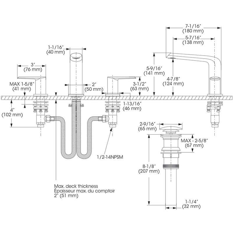 Belanger Two-Handle Widespread Bathroom Faucet with Drain Assembly, Polished Chrome