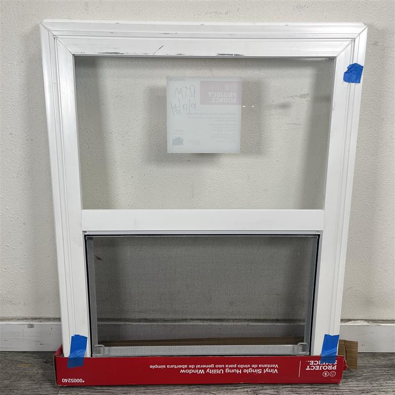 Project Source 20000S Series 23-1/2-in x 29-1/2-in White Vinyl New Construction Single Hung Window Single-glazed Single Pane Glass