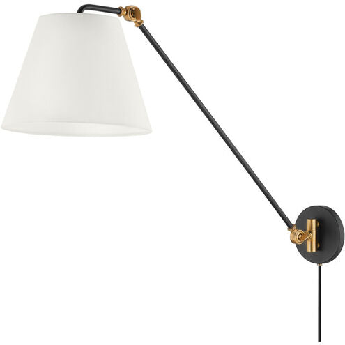 Troy Lighting Navin Patina Brass/Textured Black Plug-in Swivel Sconce Wall Light