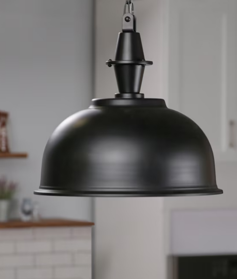 Progress Lighting Impress Black Industrial Dome Led; Hanging Pendant Light