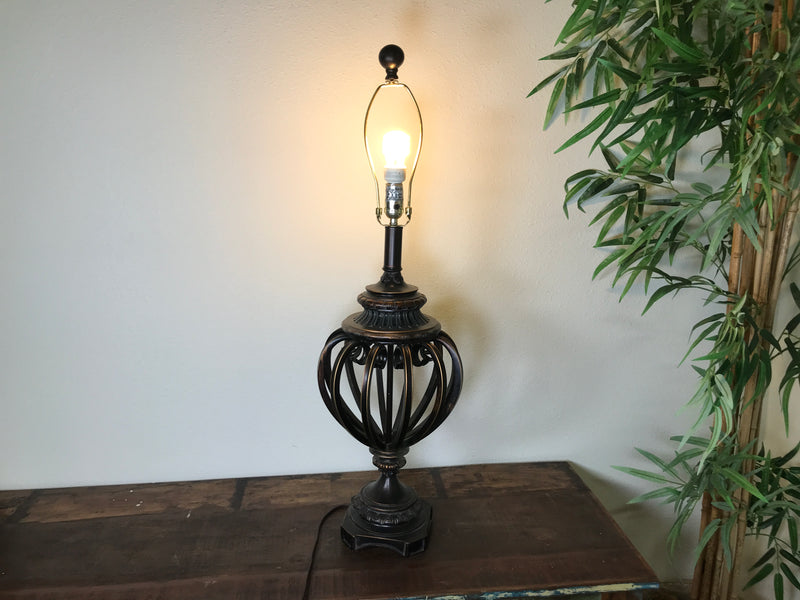 Vintage Open Iron Scroll 36" High Urn Table Lamp (No Shade)